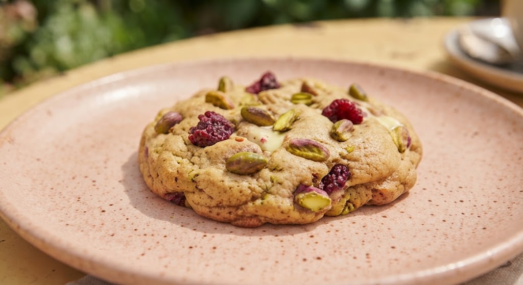 Cookie de pistacho y frutos rojos