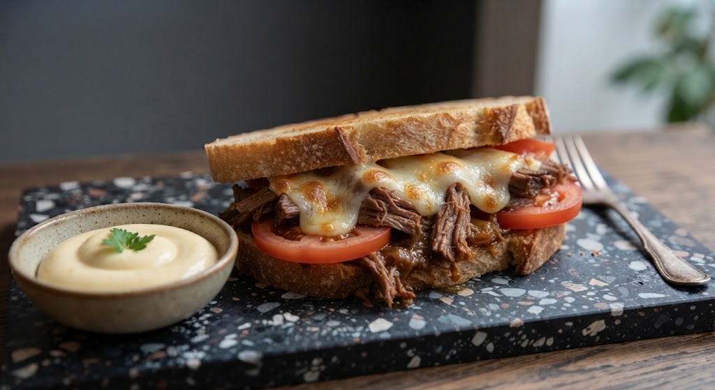 Ternera, queso y tomate